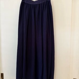 Navy silk midi skirt